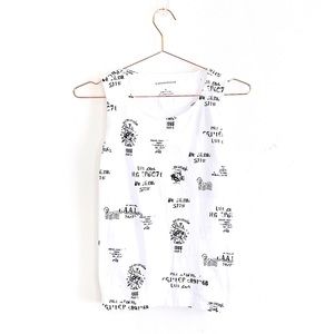 Anthropologie Avery Muscle Tank Top in Parisian Postmark Print